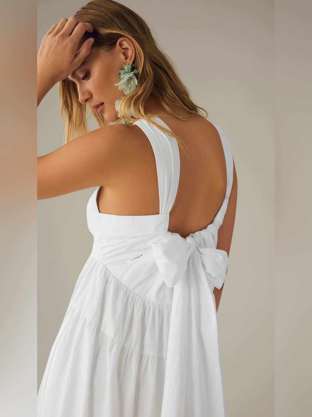 🌻ANTHROPOLGIE FOREVER THAT GIRL HALTER TIERED WHITE MAXI DRESS - Picture 3 of 12